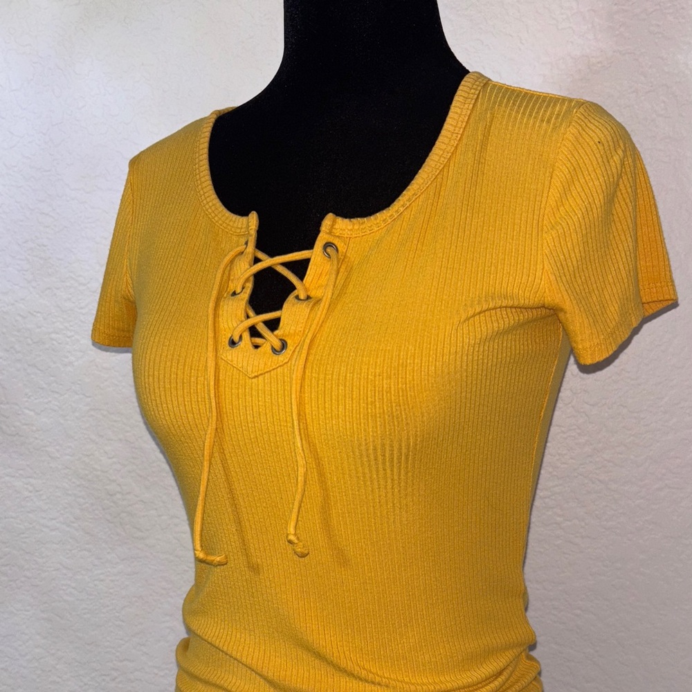 Hollister Golden Lace-Up Top